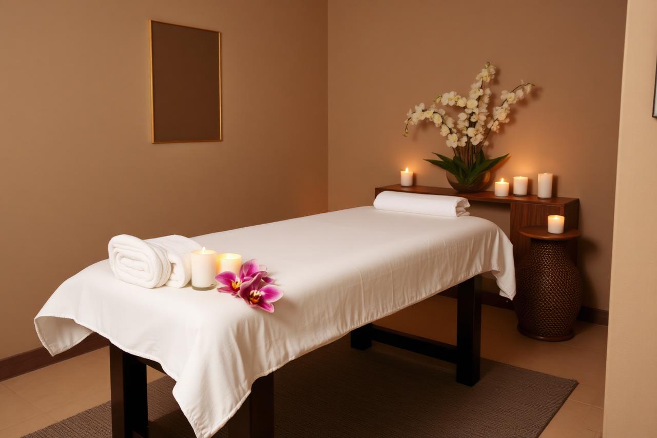 Candlelit massage room at a Hurghada spa