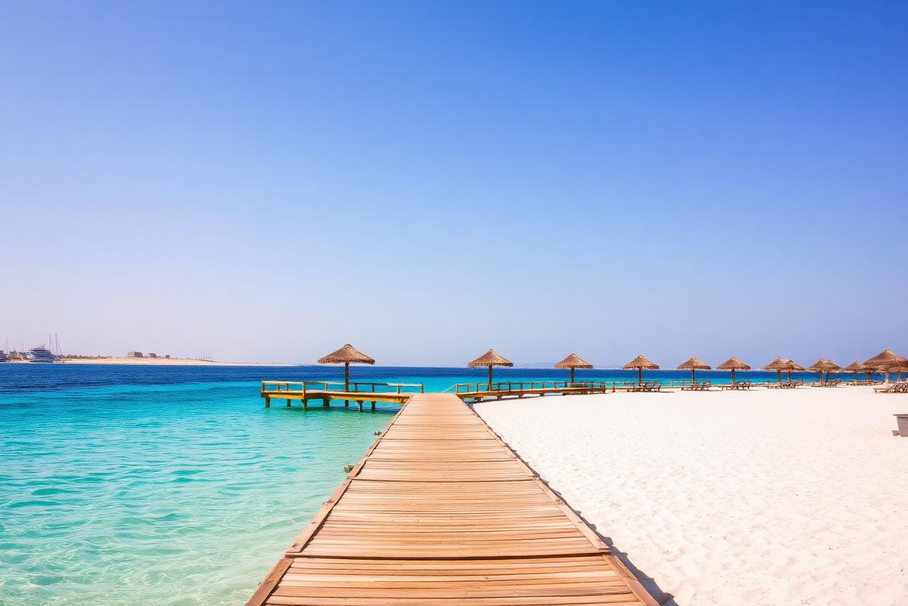 Orange Bay island near Hurghada with turquoise water and white sand