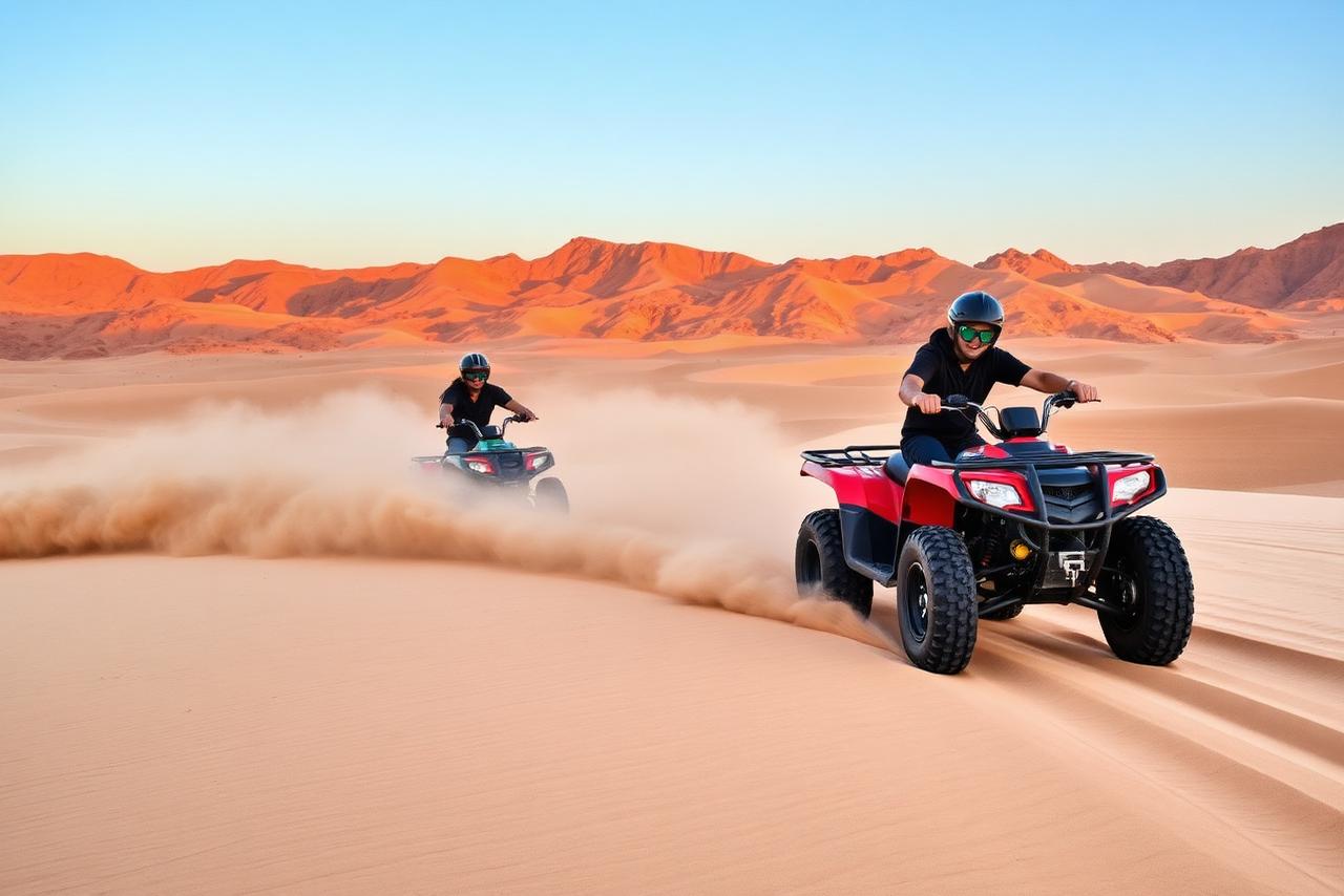 Quad bike safari riders in the desert near Hurghada